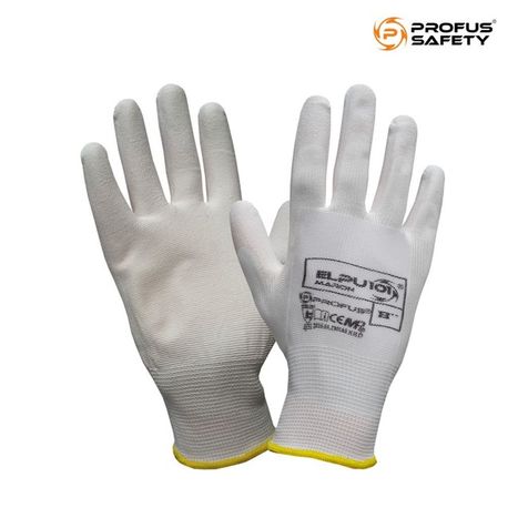 Pracovné rukavice EL-PU biele